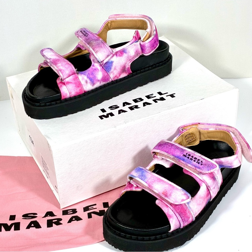Isabel Marant Madee Platform Sandal Mulberry Tie Dye 41 10 NEW Flat Pink Purple - Picture 3 of 17